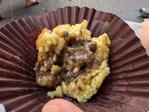 Creamy vegetable filling inside at Sfrigola in Cefalu