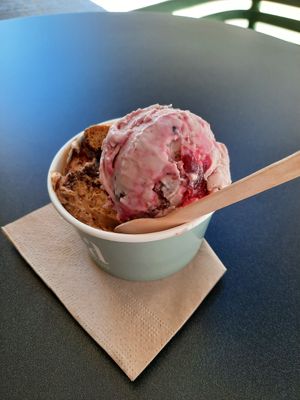 Salted Caramel and Sour Cherry at enila plant based ice cream in Basel