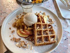 apple crumble waffle  at enila plant based ice cream in Basel