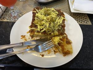 Vegan lasagna  at The Good Vibes in Santiago