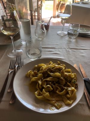 Pappardelle with mushrooms  at Il Giardino di Epicuro in Maratea