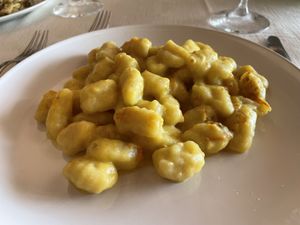 Gnocchi with yellow tomatoes  at Il Giardino di Epicuro in Maratea