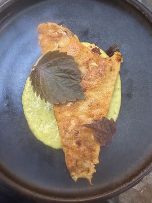 Turnip cake, zucchini confit   at Hawker in Toronto