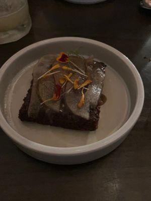 Sticky date cake with fermented pears at Hawker in Toronto