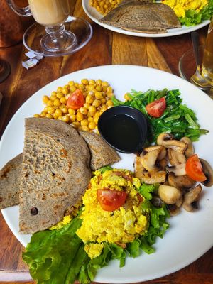 Vegan breakfast at Mitho Restaurant in Kathmandu