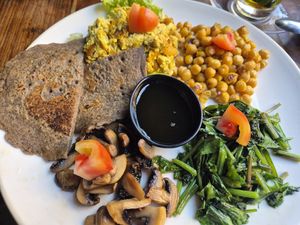 Vegan breakfast at Mitho Restaurant in Kathmandu