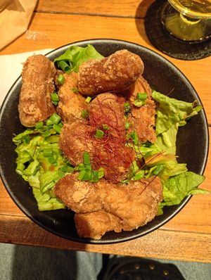 The vegan soy "meat" fries at Craft Beer Server Land in Tokyo