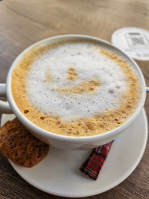 Coconut milk Cappuccino at Fresco Juice & Salad Bar in Andros
