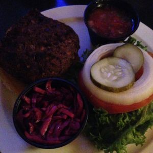 Black Bean Vegan Burger at Mr Bones BBQ in Holmes Beach