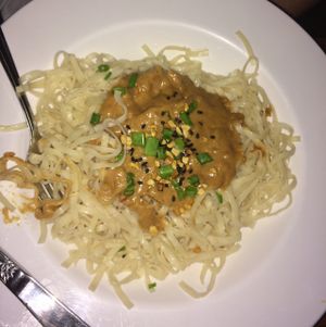 indian noodles at Mr Bones BBQ in Holmes Beach