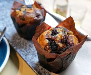Blueberry muffins (vegan) at Shoukâ in Chamonix-mont-blanc