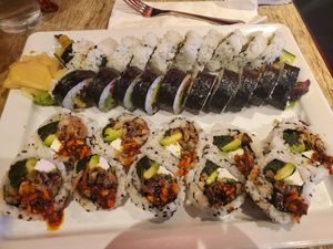 MJ's Delight, Vegan, and Mad Hatter rolls at Edo Ramen House in Royal Oak