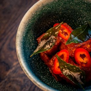 Veggie Paneer 65 with fried curry leaves at Zahida in Copenhagen