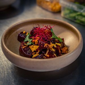 Vegan Beetroot and Chick pea chaat at Zahida in Copenhagen