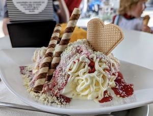 Spaghetti ice  at Café Eishorn in Schwaebisch Gmuend