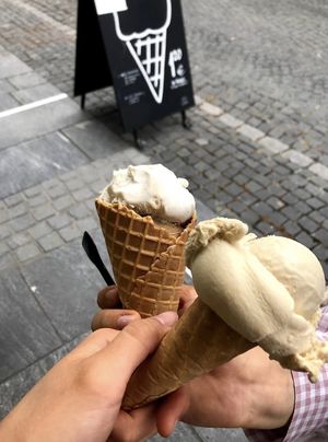 Ice waffles  at Café Eishorn in Schwaebisch Gmuend