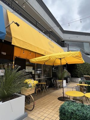 Pretty yellow outside  at Burosu Ramen in Los Angeles