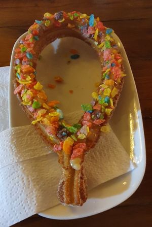 Glazed with maracuya and topped with Fruity Pebbles at La Churretica in Tamarindo