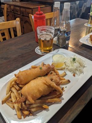 Vegan fish and chips with banana blossoms at Off The Hook in Toronto