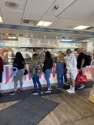 Inside- line goes by quick    at Rock N Roll Donut Bar in Monterey