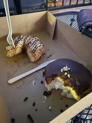 samoas and Boston cream:))) at Rock N Roll Donut Bar in Monterey