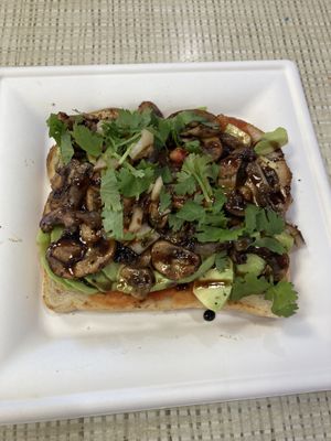 Mushroom toast! Delicious!  at Rock N Roll Donut Bar in Monterey