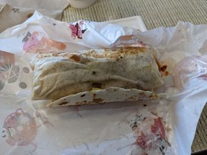Breakfast burrito at Rock N Roll Donut Bar in Monterey