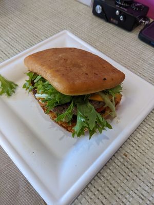 Impossible Burger on donut bun at Rock N Roll Donut Bar in Monterey