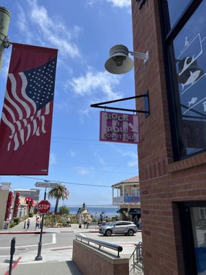 Location by a little beach in Cannery Row  at Rock N Roll Donut Bar in Monterey