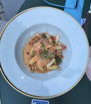 asparagus salad with hazelnuts and tomato  at HYG Restaurant & Bar in Weggis