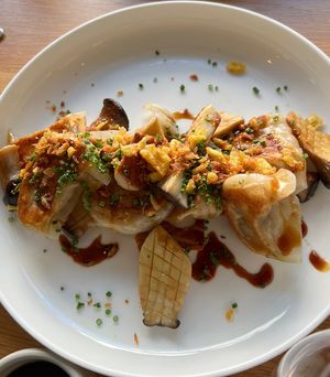 Vegan - Gyoza with Mushroom  at HYG Restaurant & Bar in Weggis