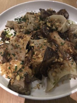 Vegan gyoza with mushrooms  at HYG Restaurant & Bar in Weggis