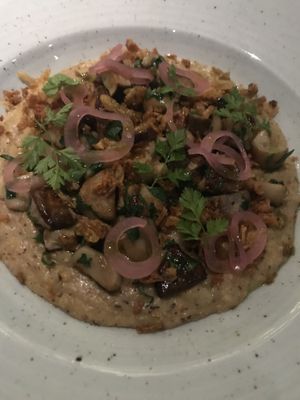 Vegan polenta with mushrooms   at HYG Restaurant & Bar in Weggis