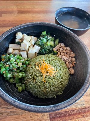  Fried Lei Cha Rice (combination of fried rice and Lei Cha soup, served with of assorted veg) RM22
 at Red House 2 Private Kitchen in Kuala Lumpur