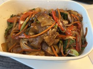 Bland vegan duck flat noodles take away    at Jungle in Hobart