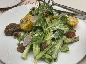 Corn caesar salad with grilled veggie   at Plantude 플랜튜드 in Seoul