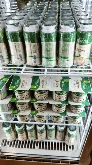display of vegan yogurt drinks and vegan yogurt at Plantude 플랜튜드 in Seoul