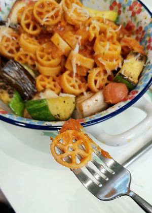 Ratatouille Rotelle Pasta - close-up at Plantude 플랜튜드 in Seoul