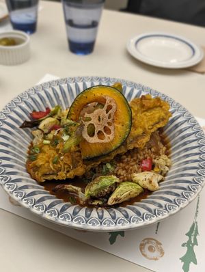 Fried eggplant curry rice at Plantude 플랜튜드 in Seoul