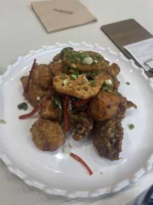 Fried tofu and mushroom   at Plantude 플랜튜드 in Seoul