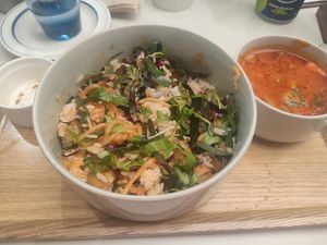 Bibimbap and tomato soup at Plantude 플랜튜드 in Seoul