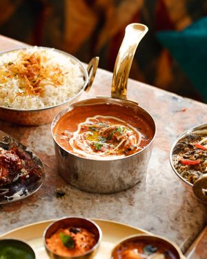 Pulao rice and curry  at Bombay Delight - Wimbledon in South West London