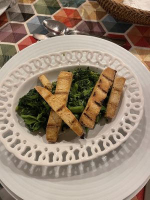 “Fish” plate: tofu and sprouts   at Carvalho in Chaves