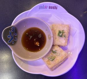 Fried tofu is perfection! It comes with 4 large chunks. I was so hungry and forgot to take a photo!  #Veganuary at Mio Sushi in Camas