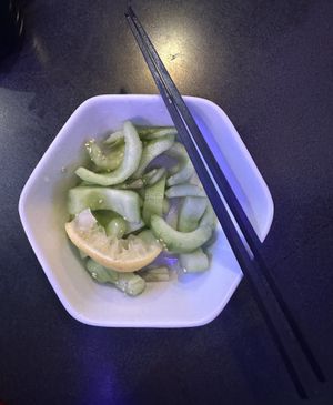 Cucumber salad is delightful with those sesame seeds! Here again, there was more but I took some bites before the picture! 😂 #Veganuary at Mio Sushi in Camas