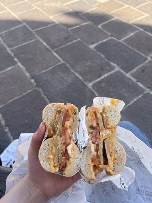 Tasty bagel  at The Bagel Hole in Valletta