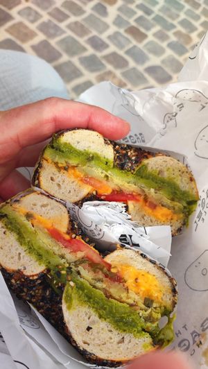 Vegan bagel at The Bagel Hole in Valletta