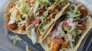 Vegan buffalo unchicken tacos at B-UNOS in Mt Holly