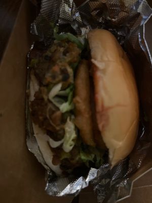 Roadhouse burger  at The Veganish - Cloud Kitchen in Saskatoon