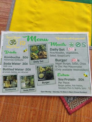 Menu at Lamai Veggie in Koh Samui